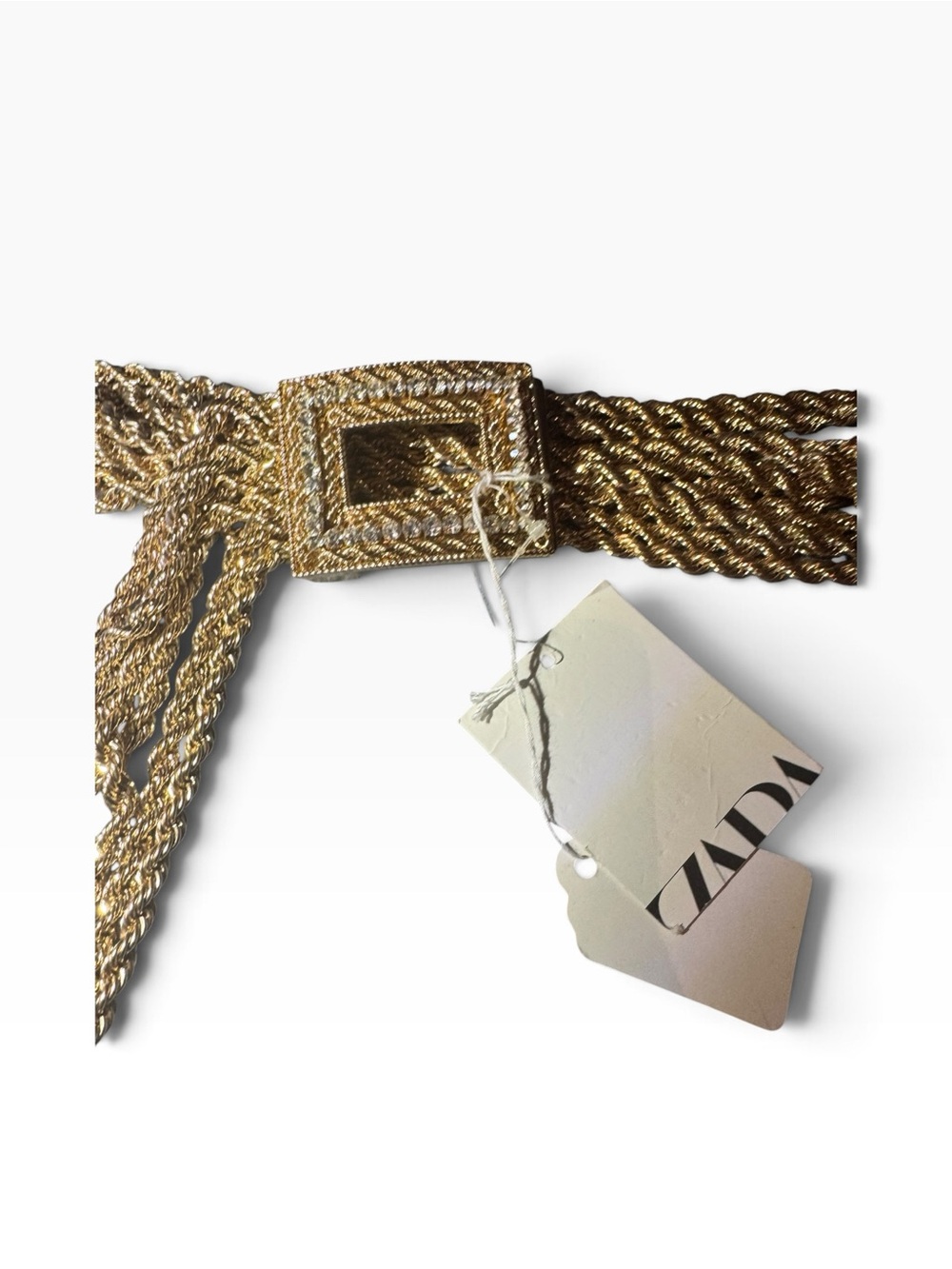 Zara Gold Rope Chain Waist Belt Rhinestone Buckle Zara Size 85 or US Medium